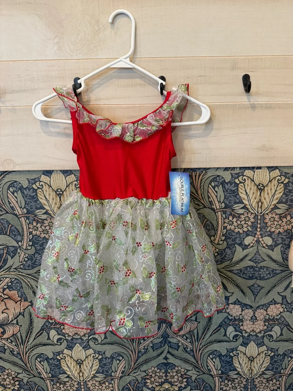 NEW! Double Platinum Christmas Holiday ballet costume, red holly, MC